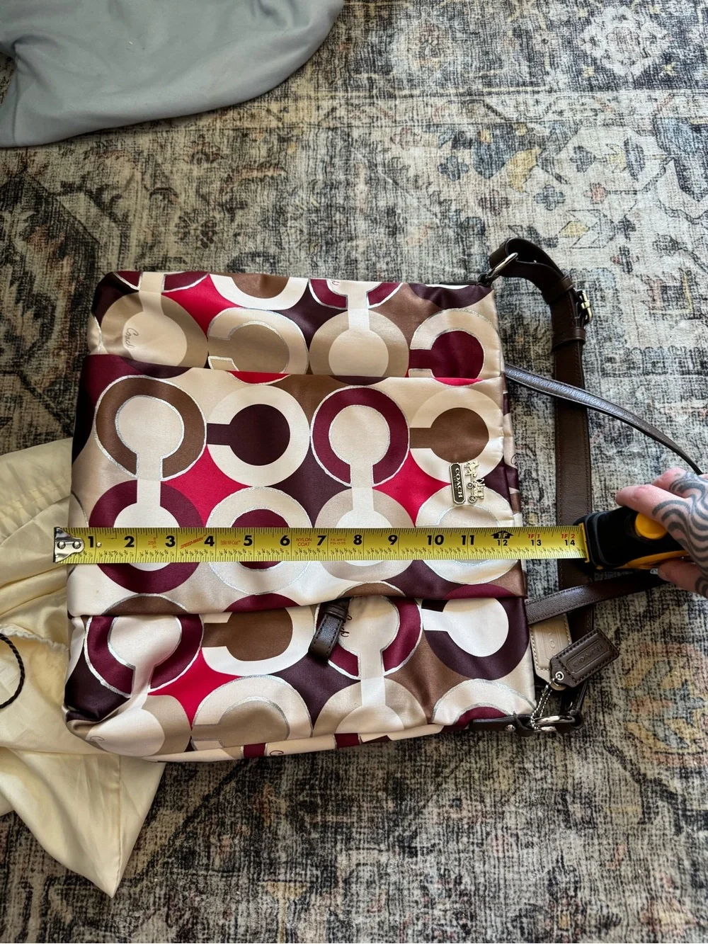 Coach Multicolor Geo Circle Hobo Bag in Pink, Burgundy & Tan
